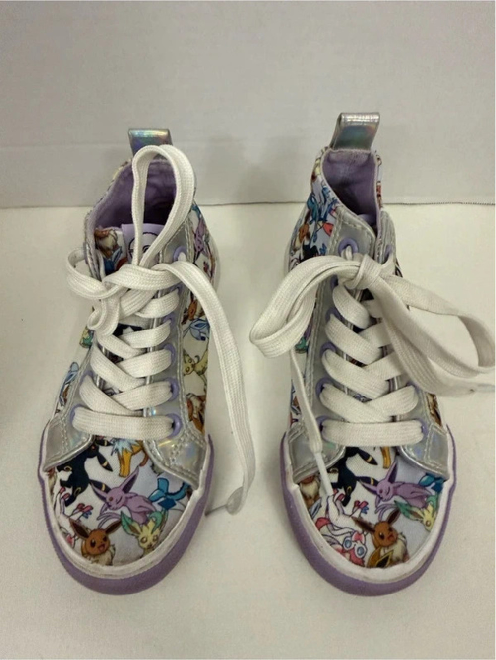 Nintendo Kids Lavender and White Eevee Group High-Top Sneakers